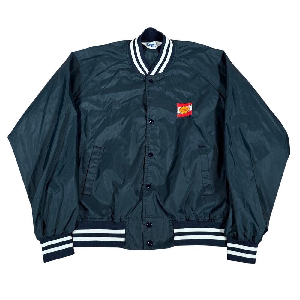 Vintage Golden Flake Potato Chips 80s Black White Chalk Line Bomber Jacket XL